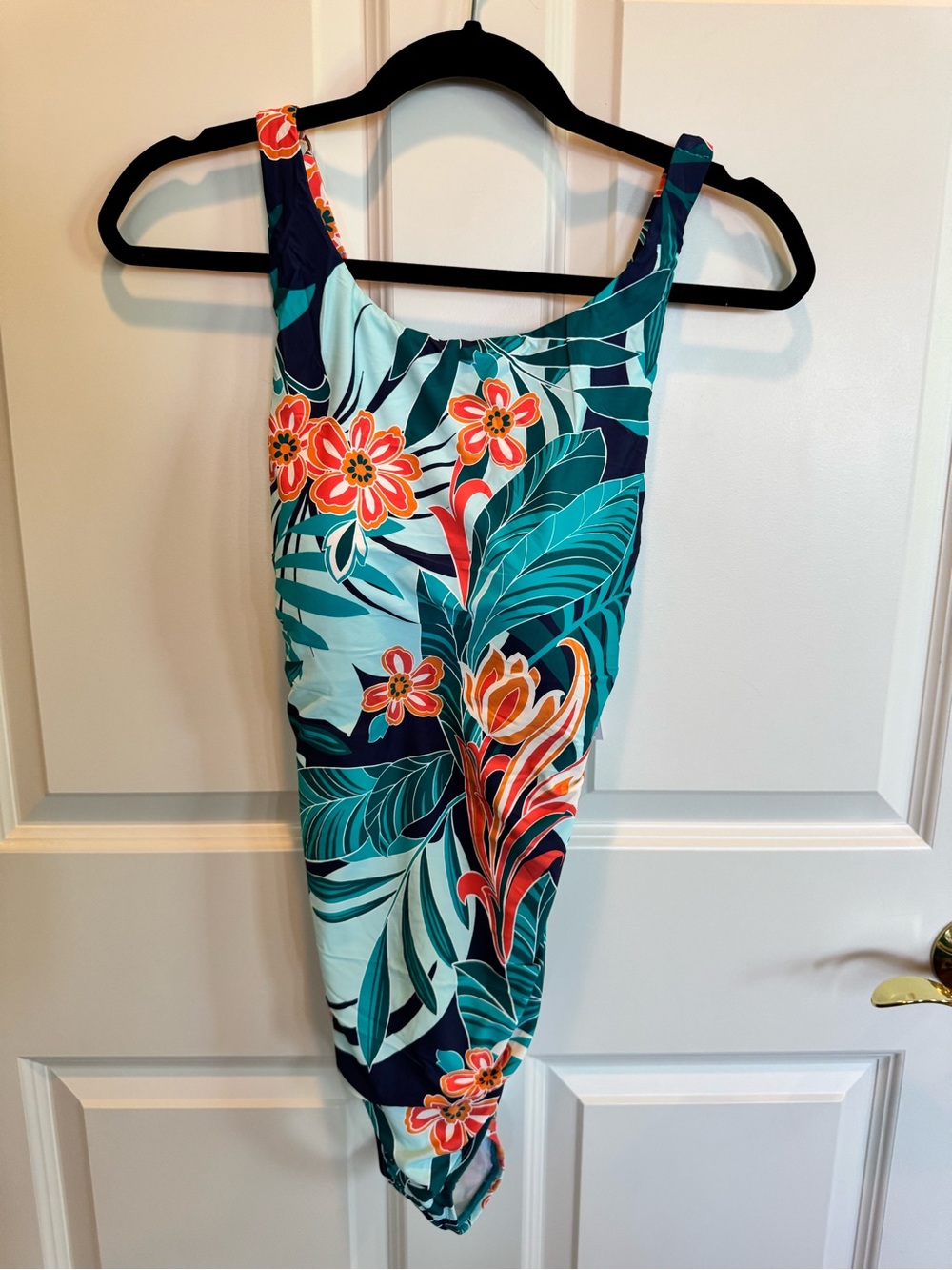 Jantzen Plus Teal & Coral Tropical Floral One-Piece Swimsuit